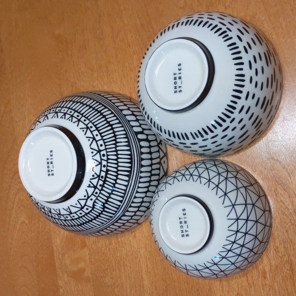 Set of three black and white nesting bowls - Picture 3 of 6